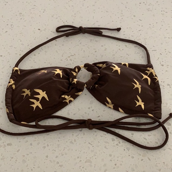 NWOT VICTORIA’S SECRET Brown And Gold Bird Print Padded Bikini - Picture 2 of 14